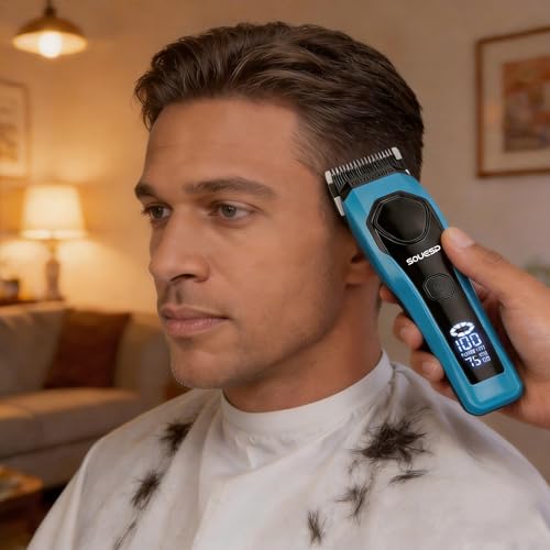 Cortapelos eléctrico profesional con 8 peines límite y base de carga USB color azul 4