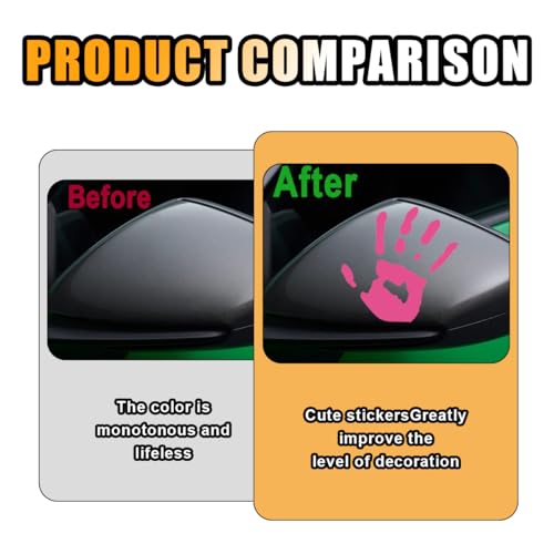 Image of 2PCS Car Wave Stickers, Wave Sign Decal Auto Waving Hand Stickers for Rearview Mirror Left Right, The Lazy Waver Car Decoration Compatible with Most Cars, SUVs (Pink)