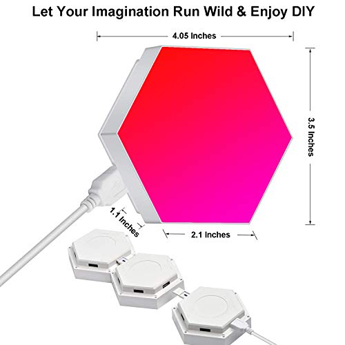 Hexagon Led Lights App Control, Smart Wall Light Panels Sync With Music 16 Million Colors Gaming Lights Diy Geometry Splicing Modular Night Lights For Bedroom/Bar/Cafe Decor/Gaming Setup, 6 Pack #TOP6