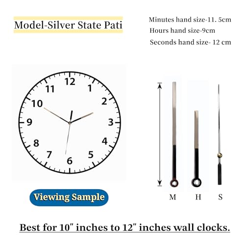 Image of Glossy Silver Metal Clock Hands Replacement Set - Modern Metallic Needles for DIY Wall Clock Making, Resin Art & Crafts (Set of 1) (State Pati Silver)