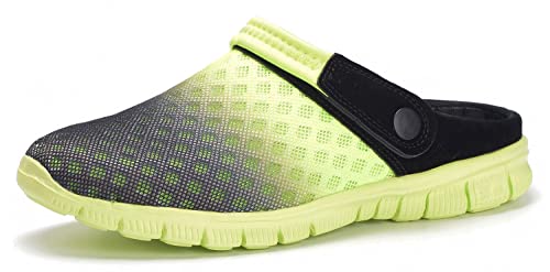 Eagsouni Mens Womens Breathable Mesh Slippers Beach Sandals Garden Clogs Hollow Out Outdoor Sports Casual Summer Shoes Flip Flops, 6.5 UK, Black Green C