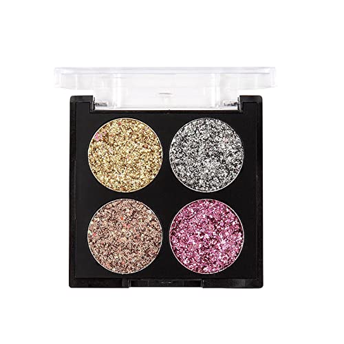 KIOGYEK Palette de Fards à Paupières Scintillants 4 Couleurs, Ombre à Paupières Ultra Pigmentée Métallisée, Palette de Maquillage Chatoyante Multi-réfléchissante Longue Durée iImperméable