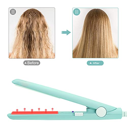 Mini plancha y rizador para cabello 2 en 1 cerámica verde miniatura 3