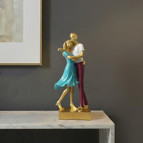 Image of ExclusiveLane 'Dance of Love' Romantic Couple Resin Decorative Sculpture Showpiece (Handcrafted, 25.2 cm) |Home Decoration Items for Living Room, Home Decor Return Gifts for Housewarming Multicolor
