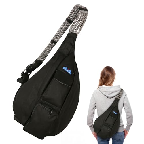 Image of KAVU Rope Sling Bag - Large Crossbody Bags for Women & Men | Hands Free, Cross Body for Travel, Hiking & Everyday Carry, with Padded Back, Adjustable Rope Strap & Cotton Canvas