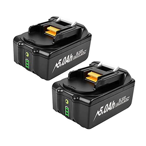5.0Ah 18V Akku für Makita 18V Akku BL1850 BL1850B BL1860B BL1860 BL1840B BL1840 BL1830 BL1835 BL1845 LXT-400 18V Makita Akku mit LED Indikator (2 Stück 5.0Ah) Cover