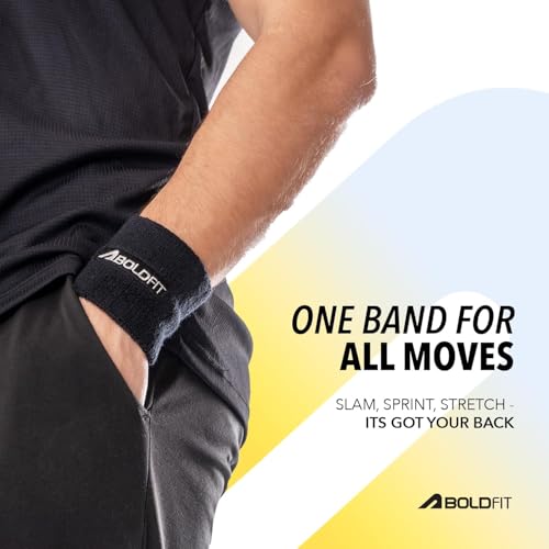 Image of Boldfit Cotton Wrist Band for Men & Women 3 Inch - Wrist Sweat Band for Badminton Football, Basketball, Running & Athletic Sports, Sweat Absorbent Wrist Bands