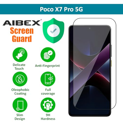 Image of AIBEX Military-Grade Tempered Glass Screen Protector Compatible for POCO X7 Pro 5G with Case Friendly, Anti-scratch Edge to Edge Coverage and Easy Installation kit