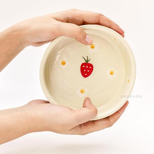 Image of Studio Strawberry Breakfast Bowl - 300 ML Ceramic Bowl for Soup, Salad, Smoothies | Dishwasher & Microwave Safe | Cute Aesthetic Pinterest Bowl (Set of 1)