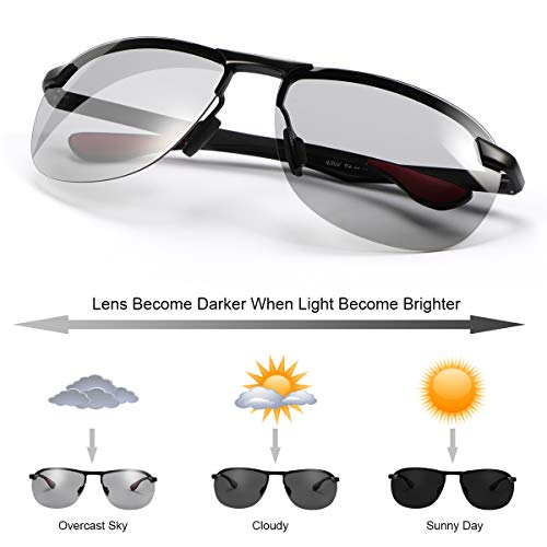Spring Hinge Photochromic Polarized Sunglasses for Men and Women Al-Mg Metal Frame Sports Driving Glasses UV400 Protection Eyeglasses Anti Glare Eye Fatigue Golf Fishing Cycling Ultra-light Eyewear - Image 2