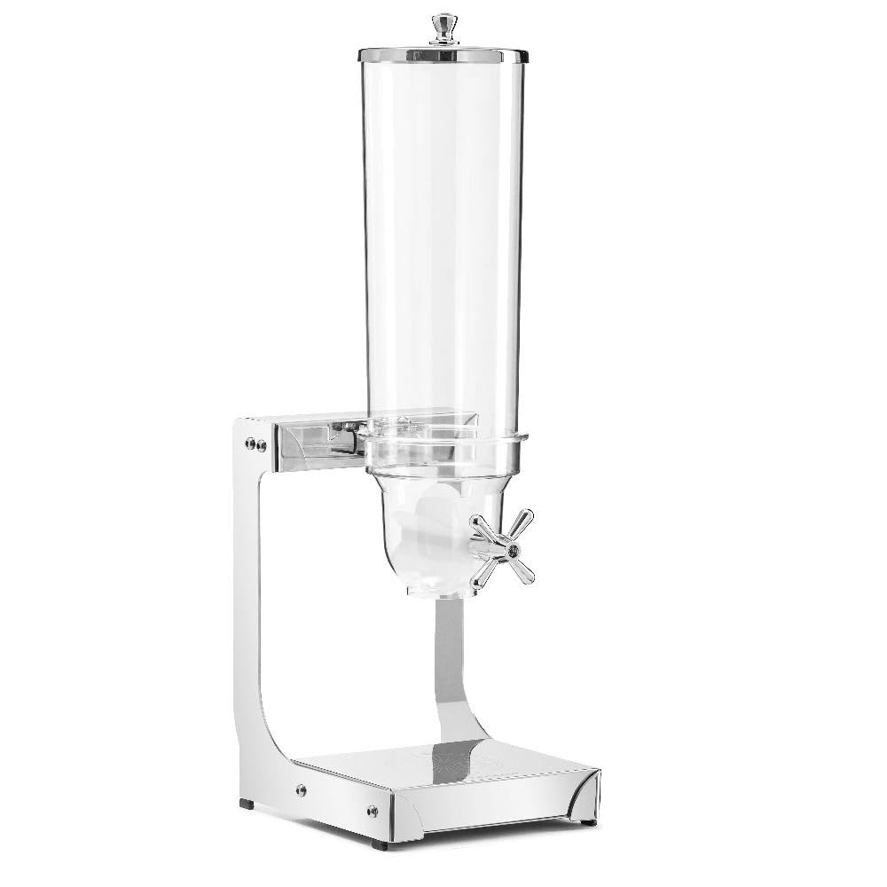 Dispensador de cereales, Plástico, Acero inoxidable, Individual, Capacidad de 2 l, Para cereales, muesli, copos de maíz, snacks, Perfecto para hoteles, hogares, comedores, 17,5x23,4x63,5 cm