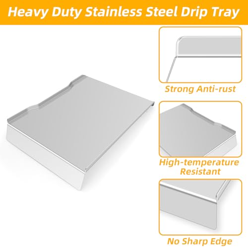 Image of Drip Tray Replacement Parts for Traeger Ironwood 650, Redland, Redland XL, Stainless Steel Drip Pan Replacement Parts Accessories for Traeger KIT0438 BAC506 Pellet Smoker Grills
