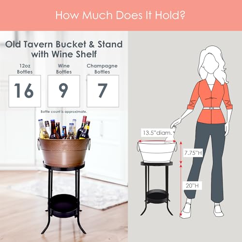 BREKX Galvanized Copper Beverage Tub with Stand (15-QT) - Copper Drink Bucket with Stand - Thumbnail 3
