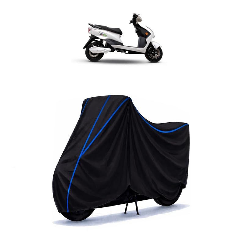 Image of Scooty Cover Water Resistant for Battre Mobility LoEV | Universal Scooter & Bike Cover | Heavy Duty UV Dust, Rain & Scratch Protection | Elastic Fit All Weather Indoor Outdoor | Black with Blue Piping