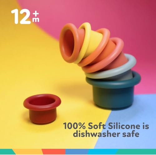 Image of Nuby Soft Silicone Stacking Cups - 7-Piece Toddler Toy for Hand-Eye Coordination and Early Development - 12+ Months