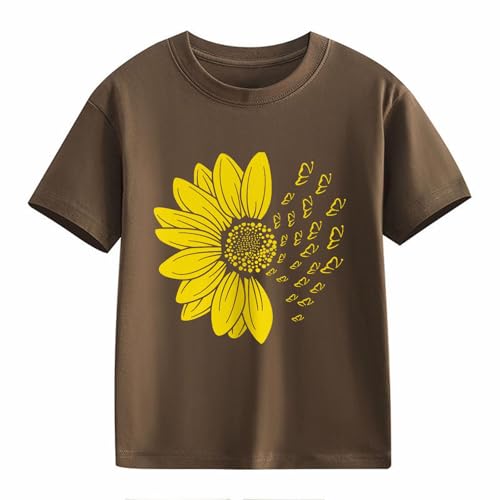 Kids Girls Cotton Short Sleeve Shirts Crew Neck Breathable Flower Graphic Casual Shirts Comfy Soft Blouse Basic Tees2