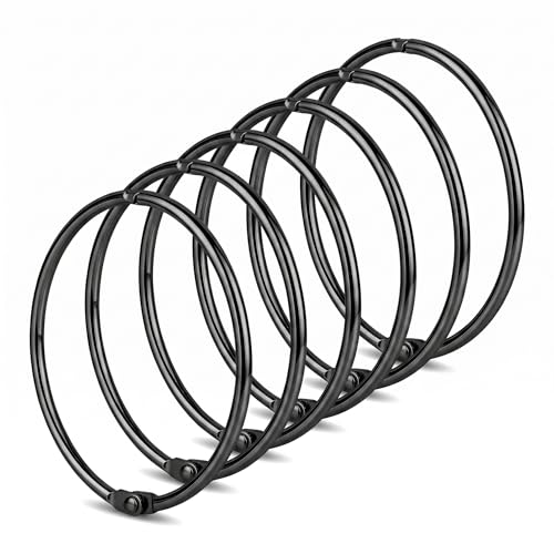 XMXW 6 Pack 4 Inch Binder Rings, Heavy Duty Nickel Plated Metal Binder Rings, Loose Leaf Binder Rings for Office, School, Home, DIY Crafts, Index Cards, Documents, Photos