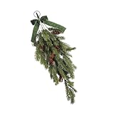 Fabriquée avec une aiguille de pin, cette couronne de Noël artificielle à suspendre imite le vrai feuillage, résolvant le problème de l'ornement artificiel tout en ajoutant un charme naturel aux configurations de vacances