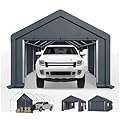 Sophia & William Carport Storage Shed 13x24 ft Portable, Heavy Duty Car Port Canopy Garage Shelter with Sidewalls and Roll Up Doors for Automobile Boat Motorcycle Bike, Gray