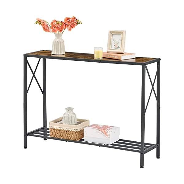 Tajsoon Console Table, Industrial entryway Table, Narrow Sofa Table with Shelves, Entrance Table for Entryway, Hallway, Living Room, Foyer, Corridor, Office, Rustic Brown