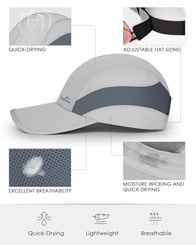 Image of GXCROR Running Hat for Men Women Quick-Dry Baseball Cap UPF50+ with Breathable Mesh, Adjustable Hook & Loop for Outdoor