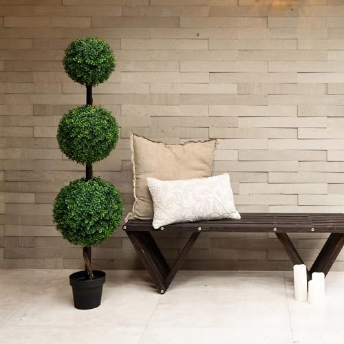 Image of Nearly Natural 4ft. Artificial Triple Ball Boxwood Topiary Tree (Indoor /Outdoor)