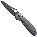 Benchmade - Mini Griptilian 555-1 Knife, Sheepsfoot Blade, Plain Edge, Coated Finish, Gray Handle