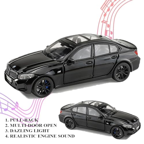 Image of Model Car Exclusive Alloy Metal Pull Back Die-cast Car Metal Pullback Toy car with Openable Doors & Light Music Best Gifts Toys Kids (1:32 Scale B-M-W 320i - Grey)