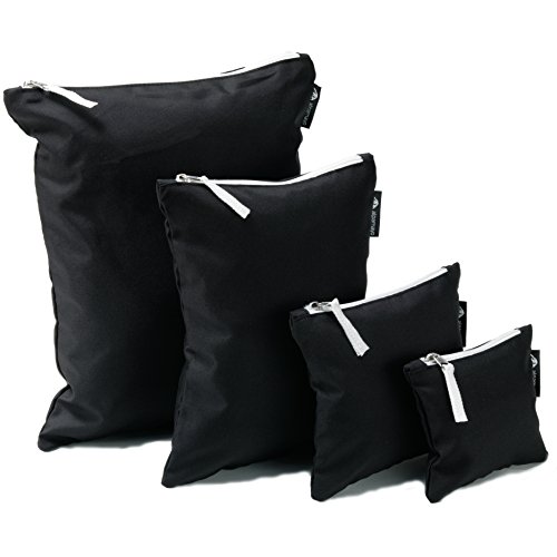 Preisvergleich Produktbild Alpamayo® Reißverschlusstaschen 4er Set, Packbeutel für Reisen und Backpacking, ideal als Kleidertasche, Schuhtasche, Wäschebeutel, schwarz