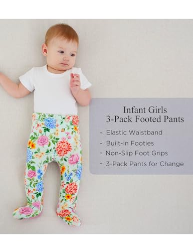 Bamboo Viscose 3-Pack Newborn Pants for Infant Girls Baby Footed Pants2
