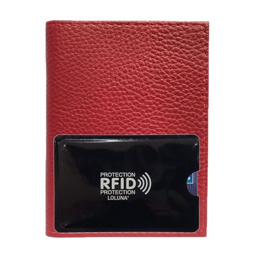 LOLUNA® Porte Carte identité - Permis de Conduire + étui Carte RFID - Carte bancaire - Billet - Petit Format Compact, Fin et Plat, Emplacement Cousu, en...