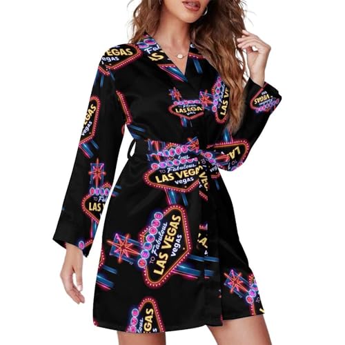 Welcome to Fabulous Las Vegas Fashion Long Sleeve Nightgowns for Women Spa Bath Robe Attached Belt Knee Length Loungewear XL