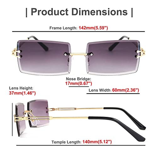 Feisedy Vintage Rimless Sunglasses Rectangle Frameless Candy Color Glasses Women Men B2642 #TOP6