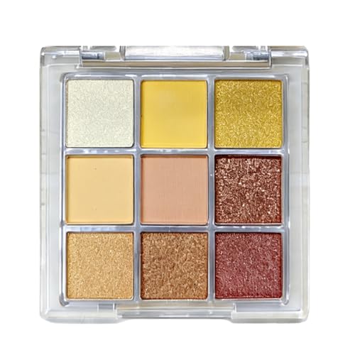 Okerker 9 Colors Golden Yellow Glitter Eyeshadow Palette - Buildable