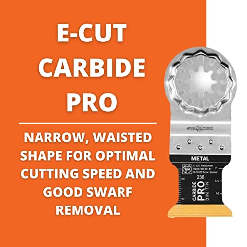 Fein Starlock E-Cut Carbide Pro Saw Blade - Precision Cutting for Hard Metals, Tempered Screws and Abrasive Materials, TiN Coated, 1-1/4\" Width, 1-5/8\" Length, 10-Pack - 63502236290 - Thumbnail 3