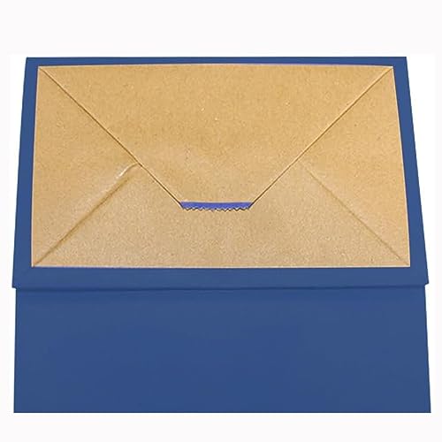 Image of Small Blue Kraft Paper Bags with Handles Bulk, Bagmad Gift Bags 5.25x3.25x8 inch 100 Pcs Pack, Craft Grocery Shopping Retail Party Wedding Bags Sacks (Blue, 100pcs)