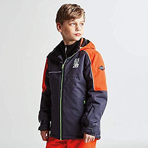 Image of Dare 2b Kids Labyrinth Waterproof And Breathable Insulated Ski Jacket - Ebony Grey/Vibrant Organge, Size 3-4