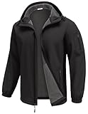 COOFANDY Mens Softshell Waterproof Jacket Insulated Windbreaker Jacket with Hood Fleece Lined Windbreaker Jackets Full Zip