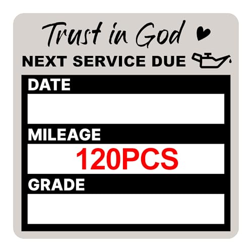 Image of for Oil Change Sticker Static Cling, Clear Stickers 120 Pcs 2 inchx 2 inch Next Service Due Sticker for Windshield, Easy to Peel with No Residue for Car Auto Vehicle Window (Black3)