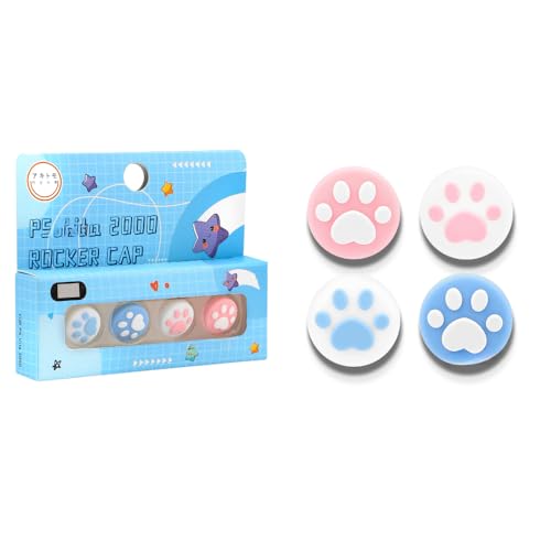 Image of Lianxiaw 4PCS Silicone Thumbstick Grip Cap Joystick Analog Protective Cover Case for Psvita PS Vita PSV 1000 2000 Slim Game Console (Paw Pink Blue)