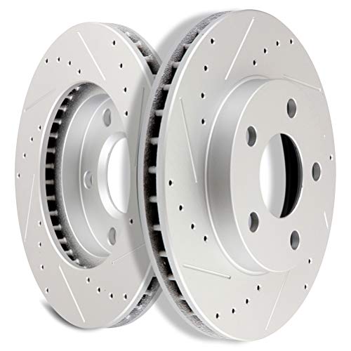 SCITOO Front Brake Rotors, 2pcs Drilled & Slotted Brakes Kit fit for 1997-2005 for Chevrolet for Malibu,1999-2004 for Oldsmobile Alero,1997-1999 for Oldsmobile Cutlass,1999-2005 for Pontiac Grand Am