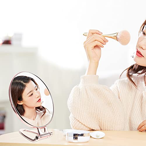 Espejo portátil de mano doble cara para maquillaje miniatura 7