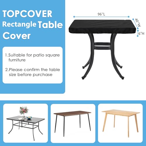 Patio Table Covers Waterproof Rectangular for Outdoor Furniture Heavy Duty Table Cover Rectangle,Windproof Outdoor Patio Coffee & Dining & Folding Table Cover Weatherproof,96\"L×40\"W×6\"H