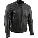 Milwaukee Leather LKM17002 Men's Premium Top Grade Black Leather Motorcycle Riders Jacket w/Zip-Out Lining - X-Large