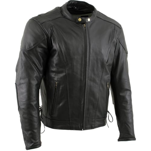 Milwaukee Leather LKM17002 Men's Premium Top Grade Black Leather Motorcycle Riders Jacket w/Zip-Out Lining - 3X-Large