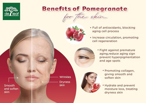 DE LEAF THANAKA Pomegranate Ageless Anti Aging Gel Fast Absorbing Smooth Moisturizer Moisturizing Hydrate Hydrating Face Facial Soothing Rejuvenating Gel Youthful Glow Skin Care, 1.3 Fl Oz / 40 ml