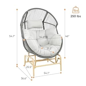 Patio Chairs Outdoor Egg Chair - 2 Piece Wicker Rocking Glider Chair Rattan Patio Lounge Rocker Chairs with Cushion Pillow and Ottoman for Outside Porch Deck Backyard Garden(Grey/Grey) Patio Chairs Outdoor Egg Chair 2 Piece Wicker Rocking Glider Chair Rattan Patio Lounge Rocker Chairs with Cushion Pillow and Ottoman for Outside Porch Deck Backyard GardenGreyGrey