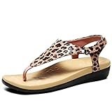 UTENAG Womens Arch Support Sandals Orthotic Adjustable Thong Flip Flops Leopard 8
