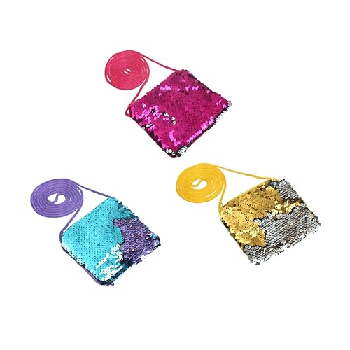 FRCOLOR 3Pcs Sequins Coin Purse Fashion Square Bag for Cute Handbag for Jewelry Coins and Cards Sparkling Retro Style Wallet for Boys