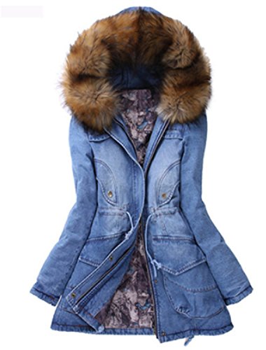 YOGLY Mujer Chaquetas de Vaquera Abrigos de Mezclilla Mujeres Medio-Largo Casual de Moda Abrigos Tallas Grandes Chaqueta de Algodón